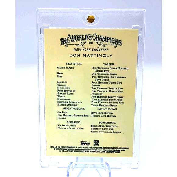 2021 Topps Allen & Ginter Chrome - Don Mattingly #197 Refractor - Picture 4 of 5